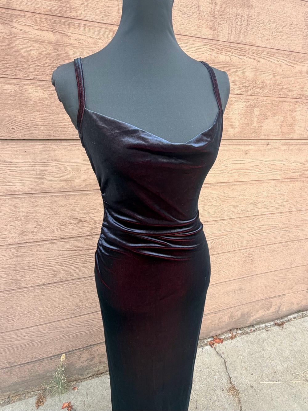 Vintage Black Velvet Cowl Neck Maxi Dress